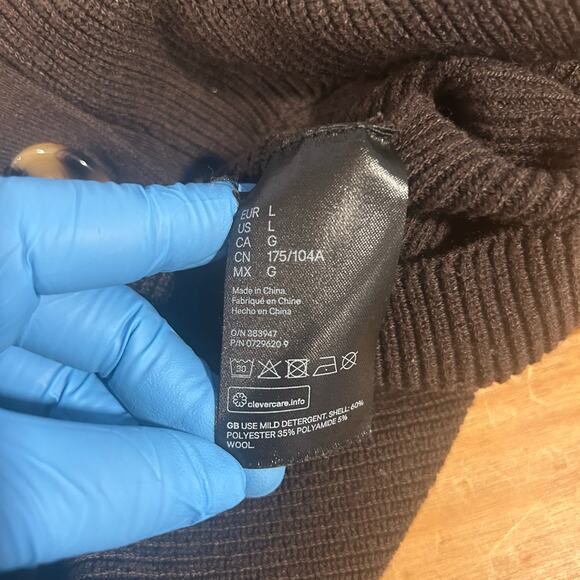 H&M Oversized Large Wool Blend Chocolate Brown Tortoise Button Bell Sleeve Crop - Picture 6 of 9